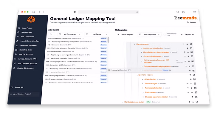 Screenshot van General Ledger Mapping Tool